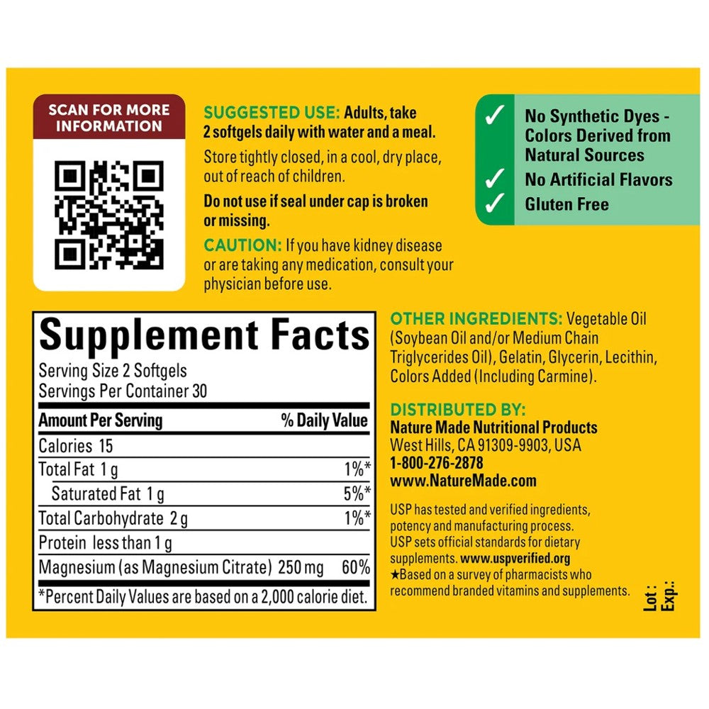 Nature Made Magnesium Citrate 250mg – Enhanced Absorption thumbnail 2