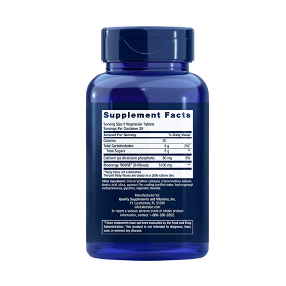 Life Extension D-Ribose Tablets – 100 Vegetarian Tablets thumbnail 2