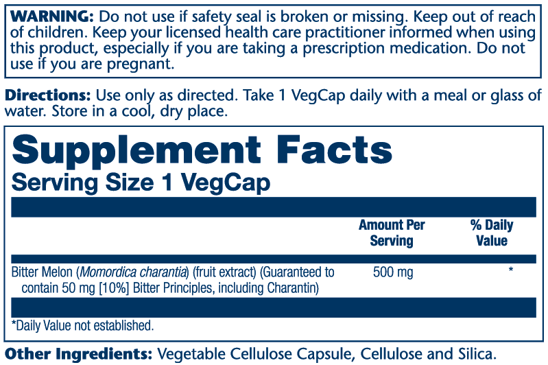 Solaray Bitter Melon Fruit Extract 10%, 500mg 30 Caps thumbnail 2