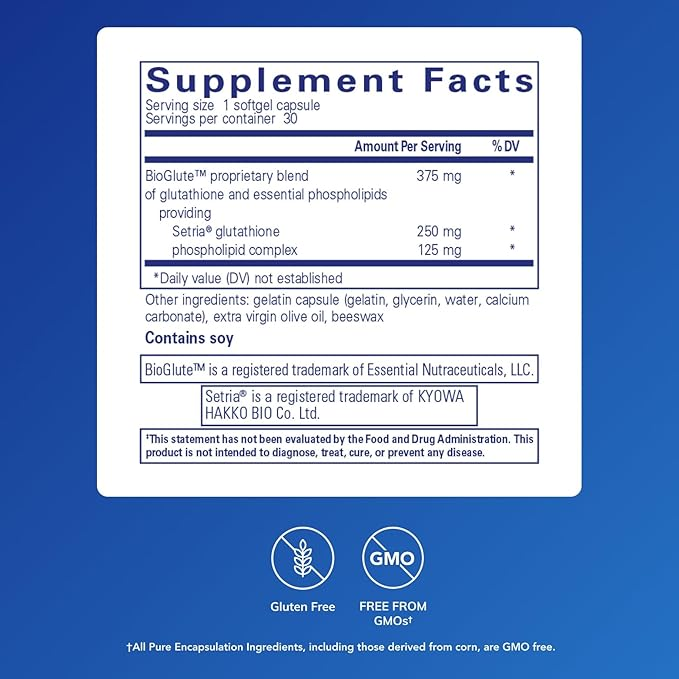 Pure Encapsulations Liposomal Glutathione 60 Softgel Capsules – Gluten-Free & Non-GMO thumbnail 3