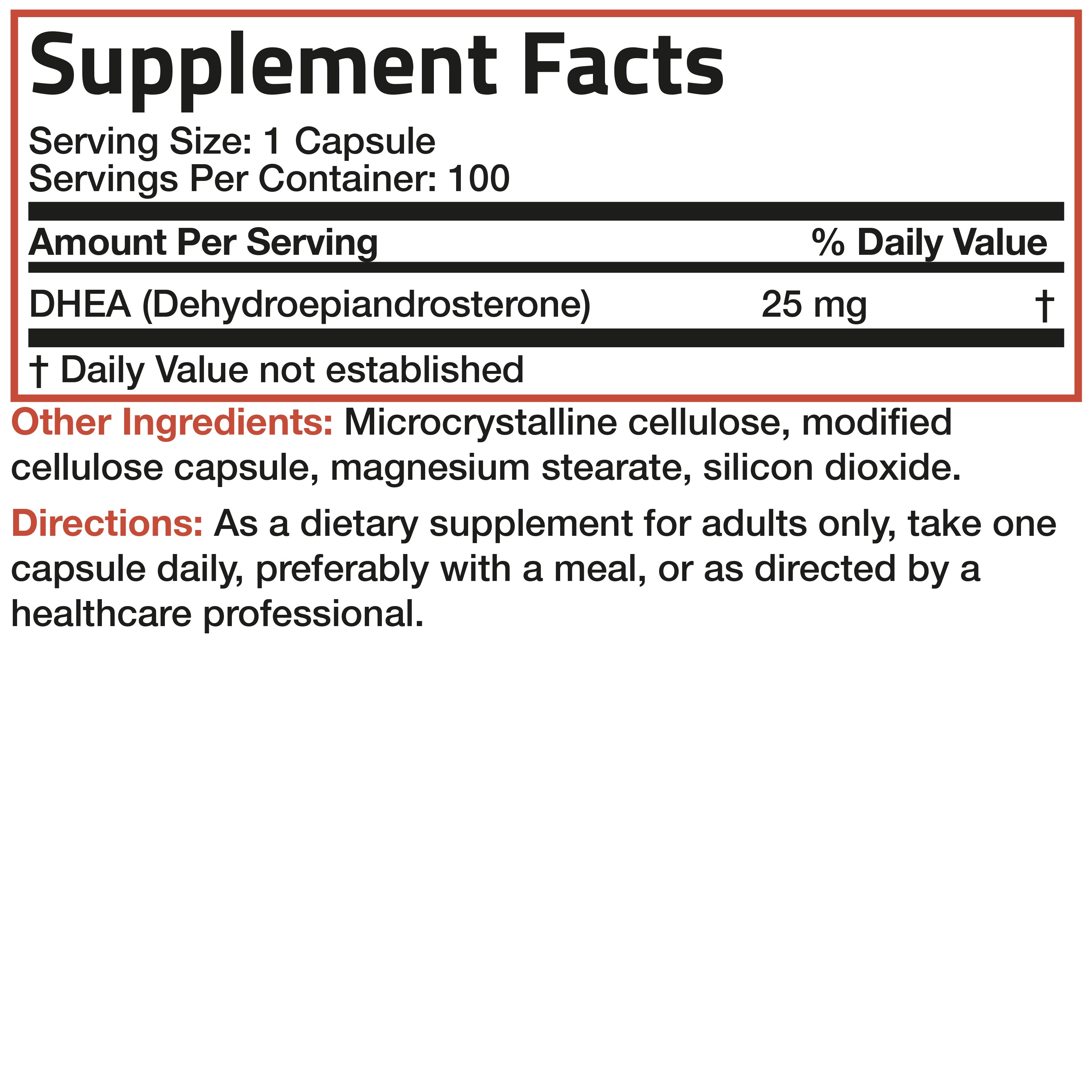 Bronson Vitamins Dhea - 25 Mg 100 Caps thumbnail 4