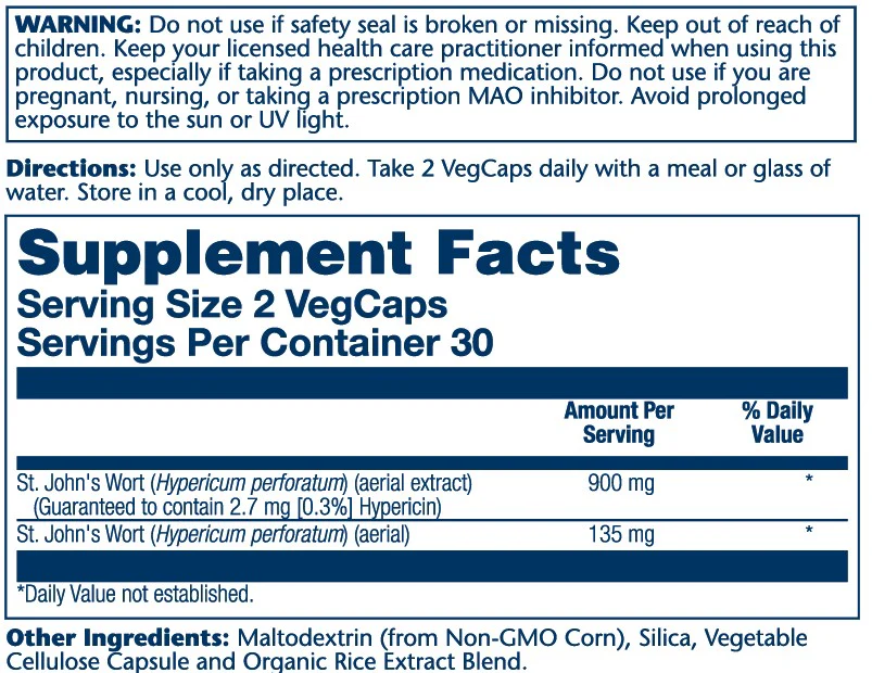 Solaray St. John's Wort Extract 2 Daily, 900mg 60 Caps thumbnail 2