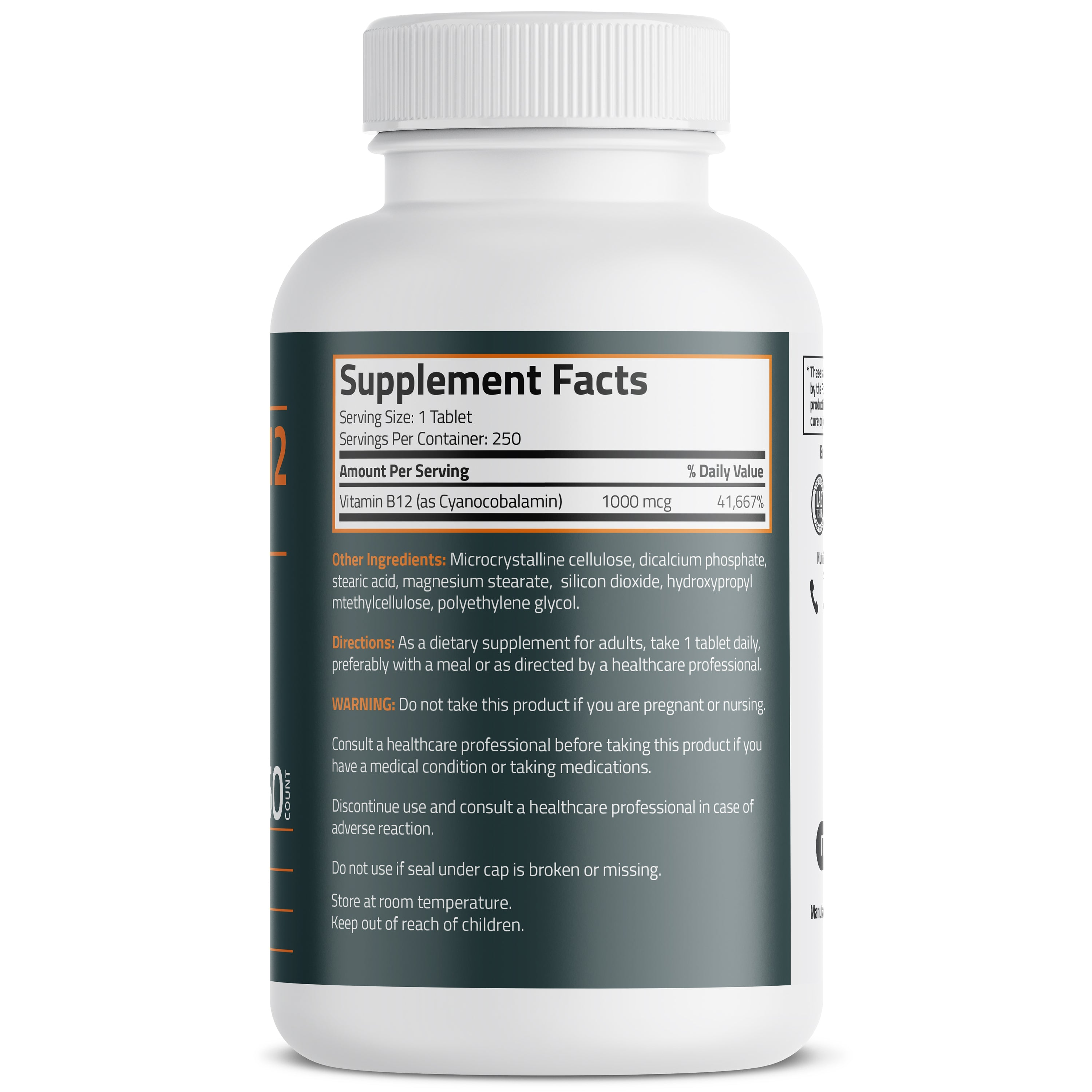Bronson Vitamins Vitamin B12 1000mcg 250 Tabs thumbnail 2