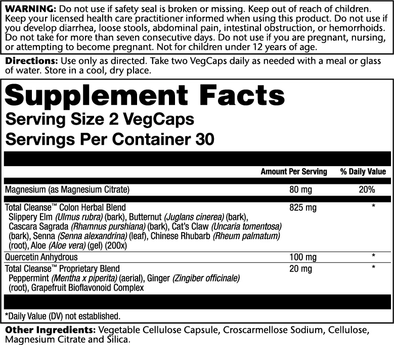 Solaray Total Cleanse Colon 60 Caps thumbnail 2