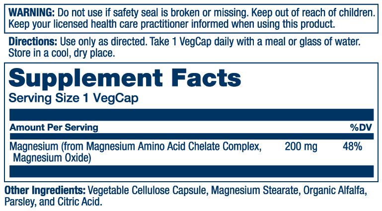 Solaray Magnesium, Amino Acid Chelate 200mg 100 caps thumbnail 2