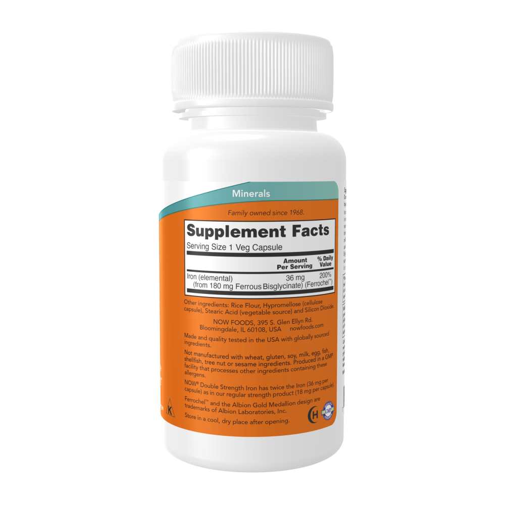 Now Foods Iron 36 Mg Double Strength – Gentle Non-Constipating – 90 Veg Capsules thumbnail 2