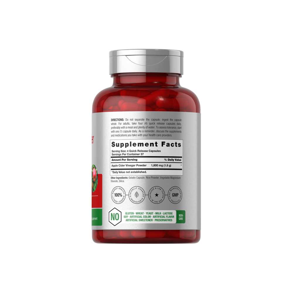 Horbäach Apple Cider Vinegar 1800mg per Serving | 150 Capsules thumbnail 2