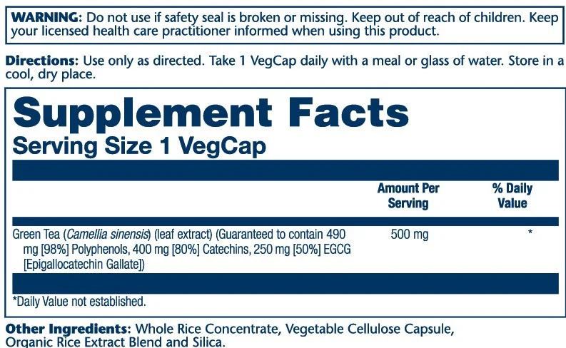 Solaray Green Tea Leaf Extract, Double 500mg 30 Caps thumbnail 2