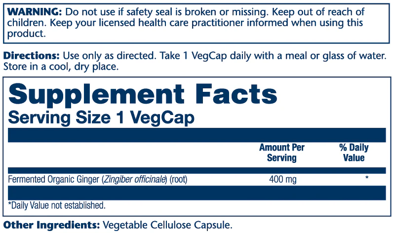 Solaray Fermented Ginger Root 400mg 100 Caps thumbnail 2