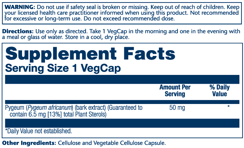 Solaray Pygeum Bark Extract 50mg 60 Caps thumbnail 2