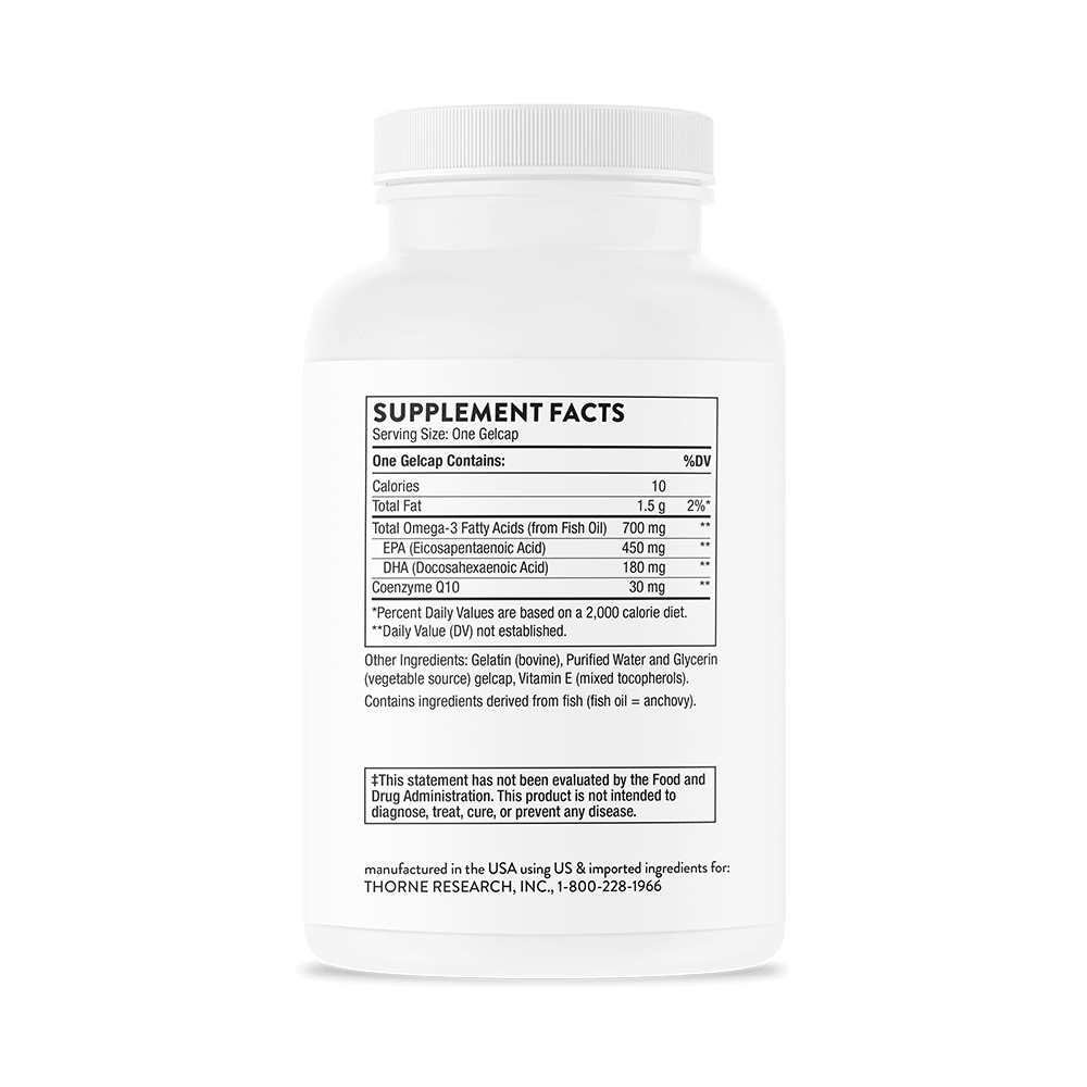 Thorne Omega-3 with Co Q10 – 90 Gelcaps for Daily Heart Wellness thumbnail 2