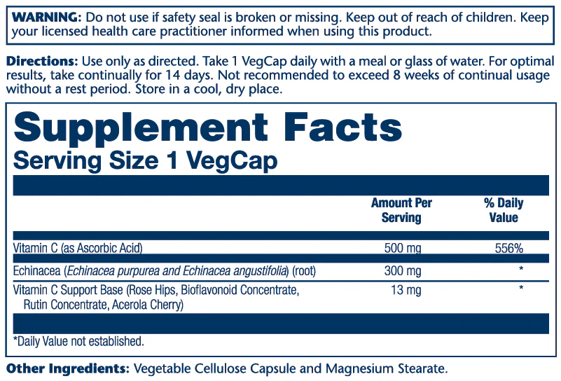 Solaray Vitamin C & Echinacea 60 Caps thumbnail 2