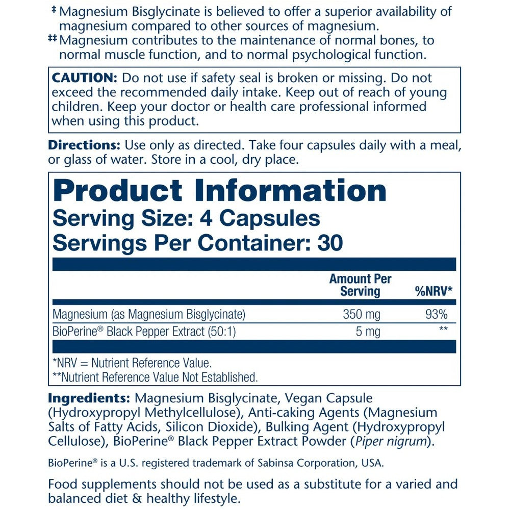 Solaray Magnesium Bisglycinate 350mg - Bone & Muscle Support thumbnail 3