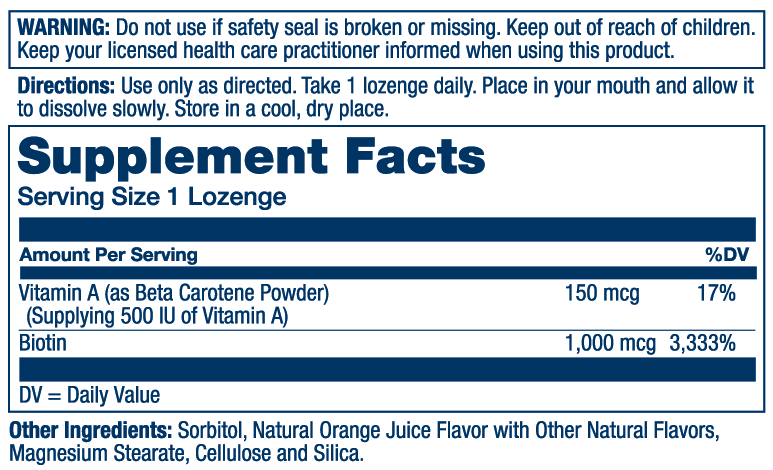 Solaray Biotin 1000mcg 100 Lozenge thumbnail 2