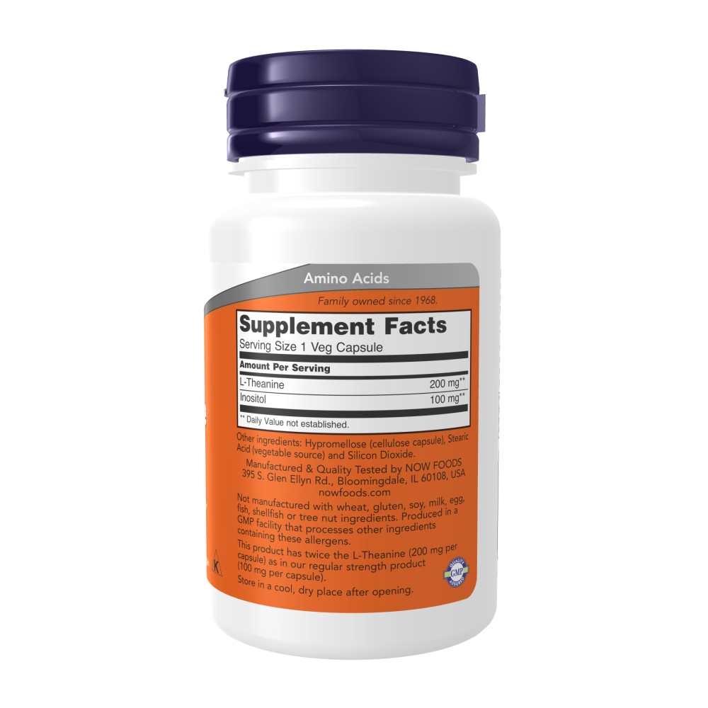 Now Foods L-Theanine 200 Mg – Double Strength Stress Relief – 60 Veg Capsules thumbnail 4