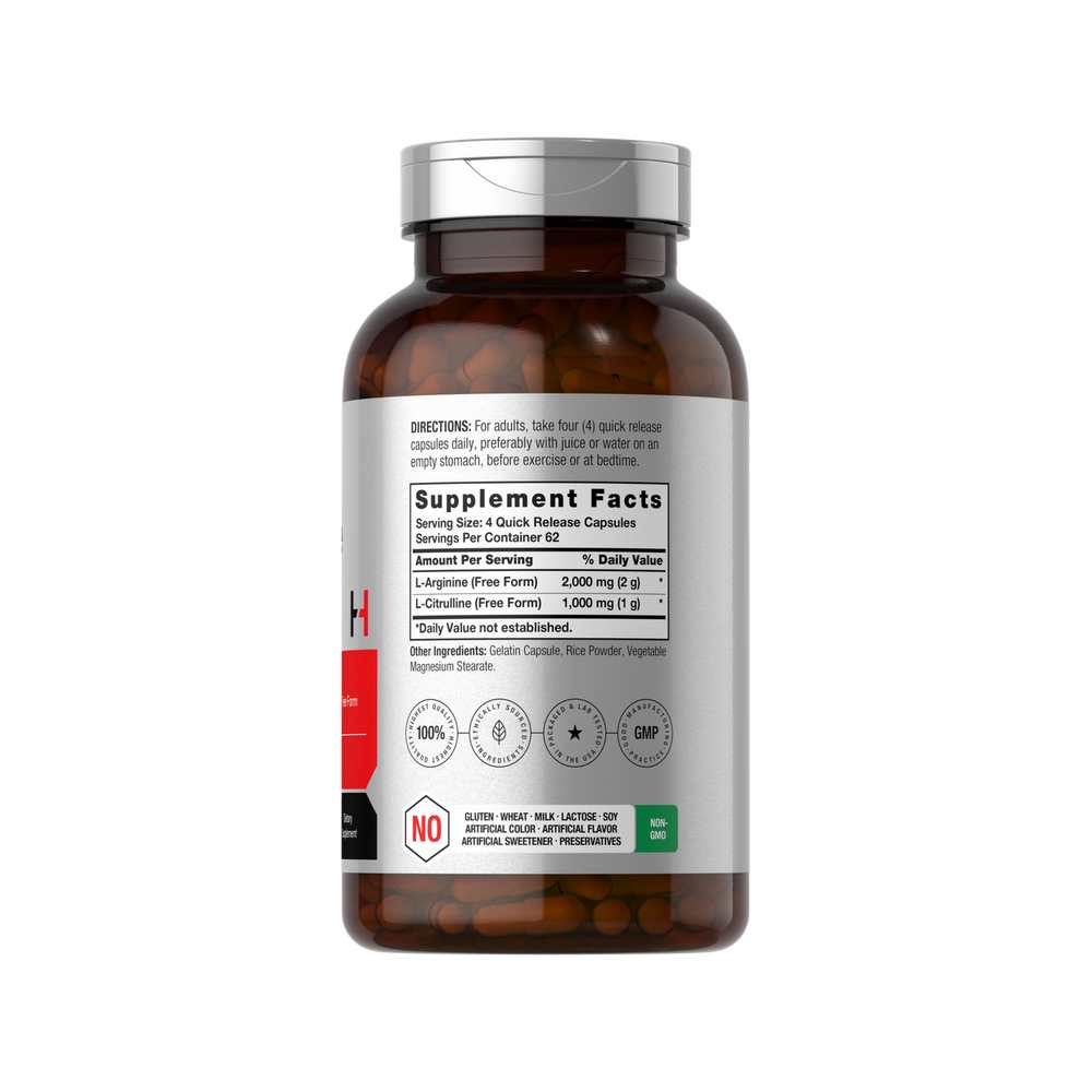 Horbäach L-Arginine L-Citrulline Complex 3000mg per Serving | 250 Capsules thumbnail 2
