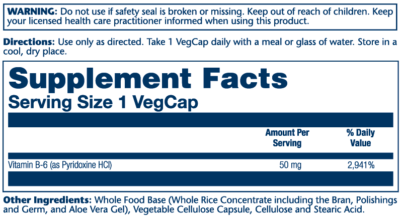 Solaray Vitamin B-6 50 Mg , Timed-Release 60 Caps thumbnail 2
