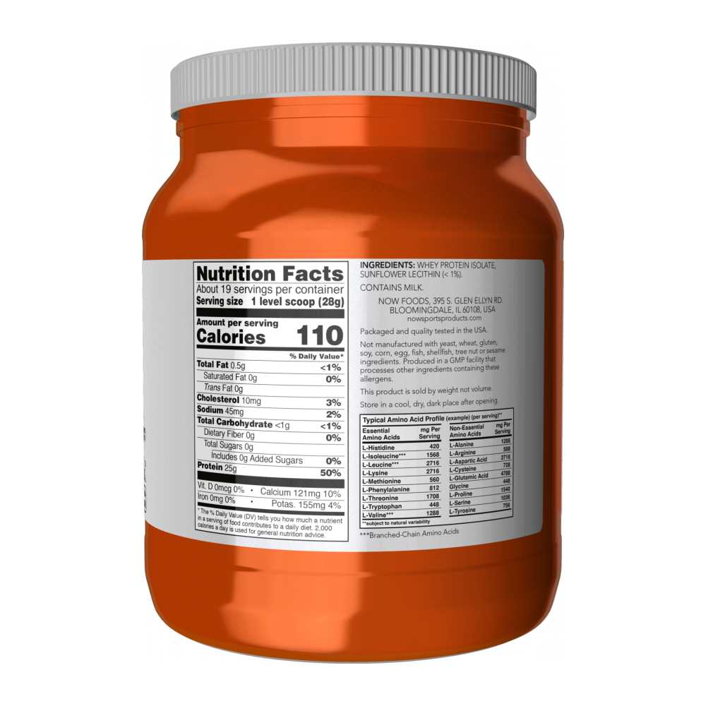 Now Sports Whey Protein Isolate – Unflavored Powder – Pure 25g Protein per Serving – Muscle Recovery & Strength – 544g thumbnail 2