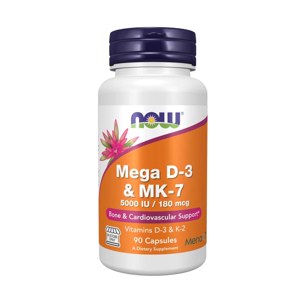 Now Foods Mega D-3 & Mk-7 – 5000 Iu Vitamin D3 + 180 Mcg Mk7 – 60 Capsules thumbnail 2