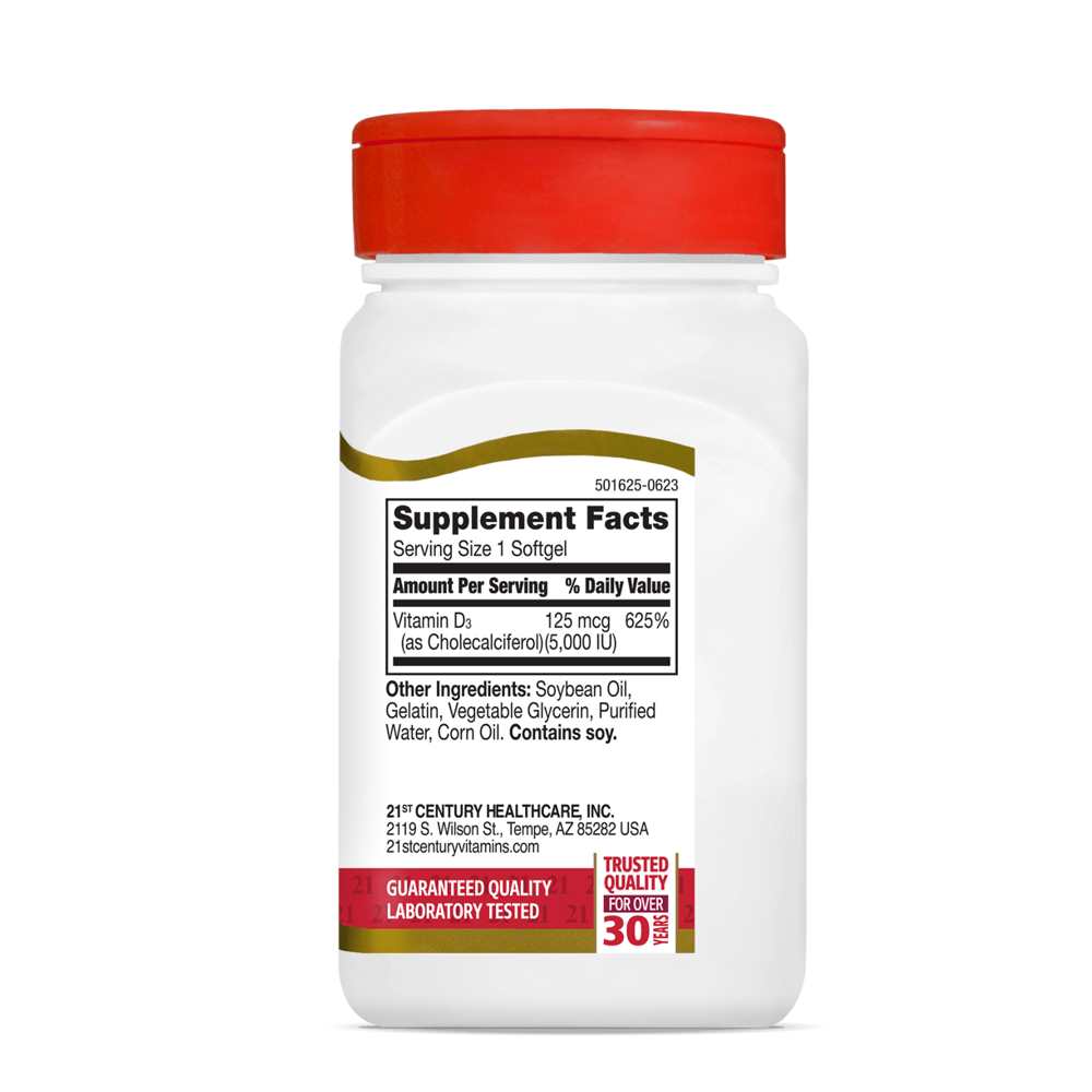 21st Century Vitamin D3 125 Mcg (5000 Iu) 110 Softgels thumbnail 2