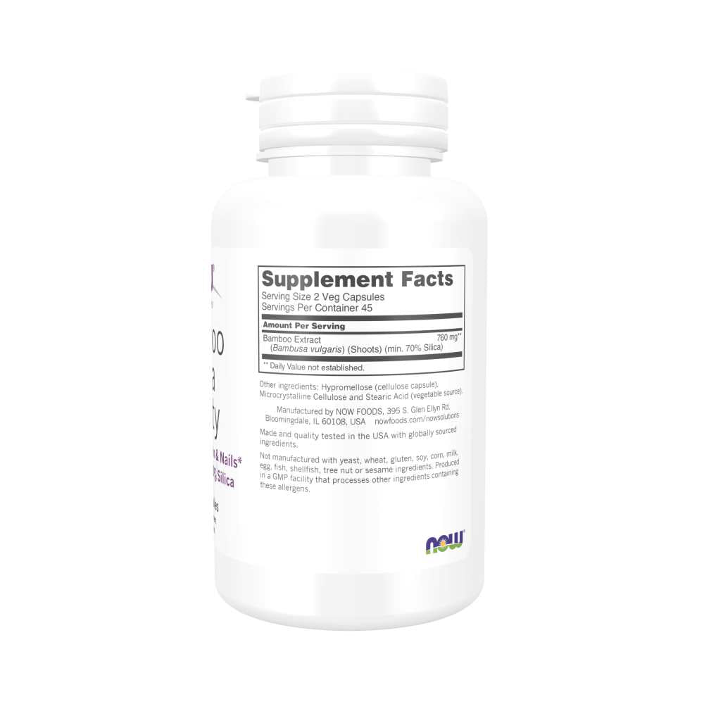 Now Foods Bamboo Silica Beauty – 70% Standardized Silica Formula – Hair, Skin & Nails Support – 90 Veg Capsules thumbnail 2
