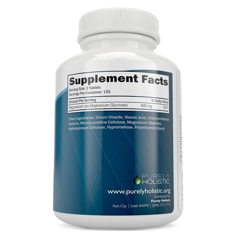 Purely Holistic Magnesium Glycinate 400mg – High Absorption 270 Tablets thumbnail 3