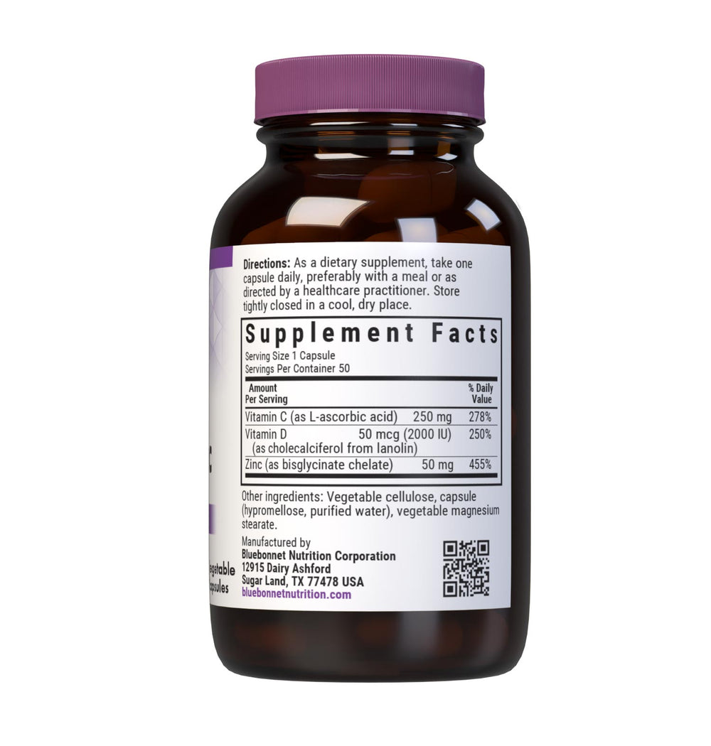 Bluebonnet Nutrition Vitamin C, D3 & Zinc 50 Caps thumbnail 2