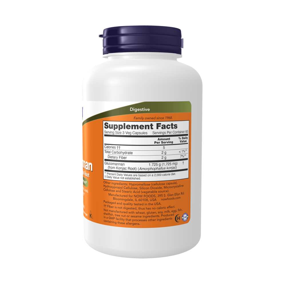 Now Foods Glucomannan 575mg – Konjac Root Capsules for Weight & Cholesterol – 180 Veg Capsules thumbnail 2