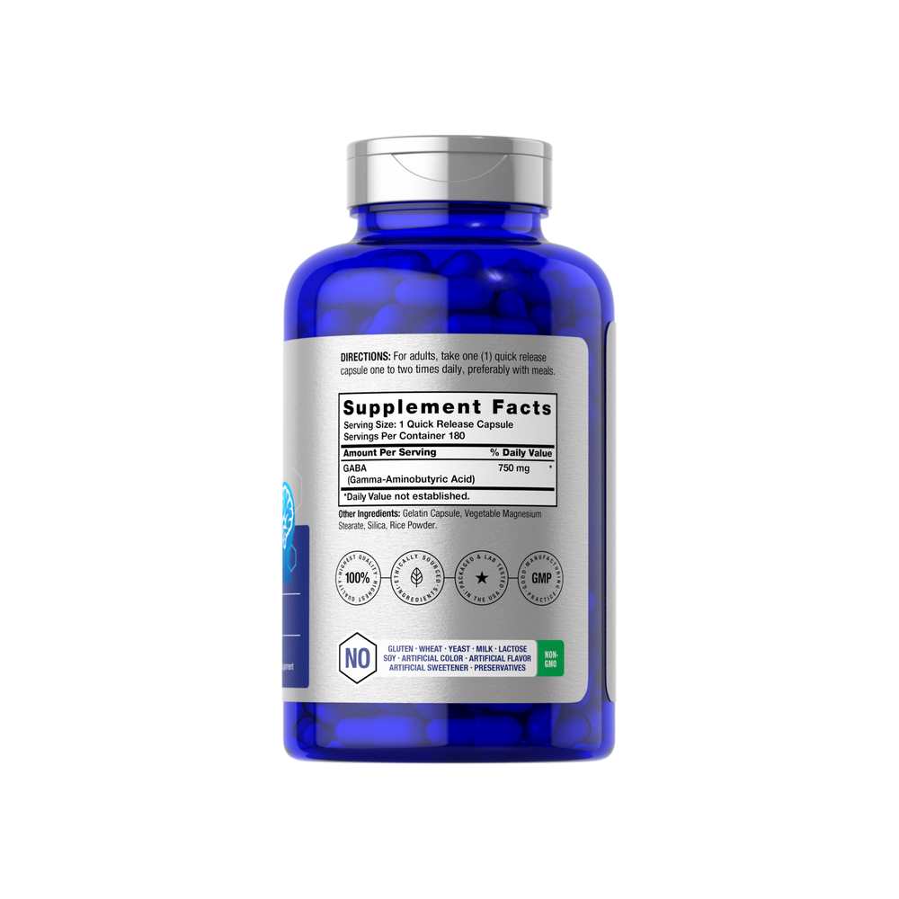 Horbäach Gaba (gamma Aminobutyric Acid) 750mg | 180 Capsules thumbnail 2