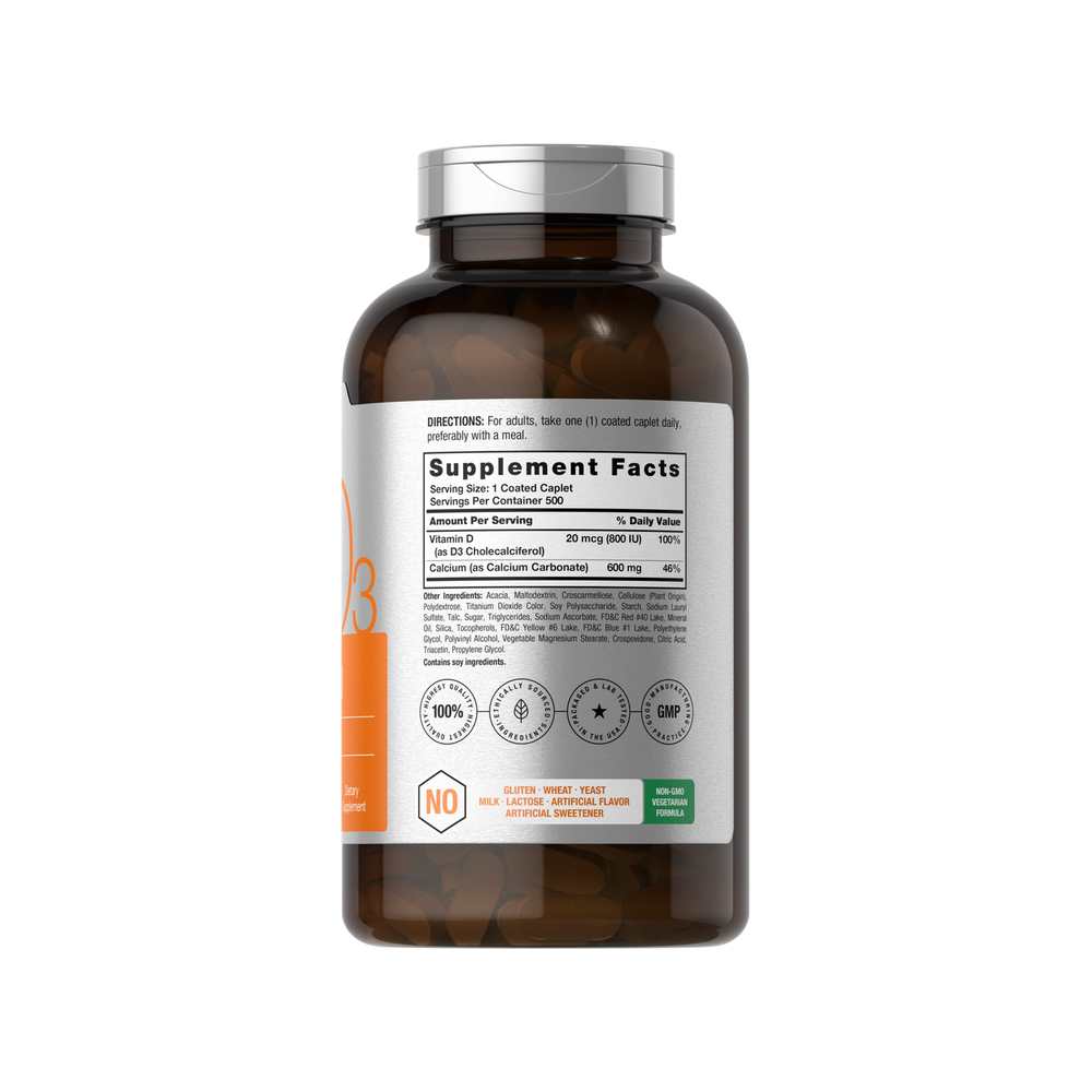 Horbäach Calcium with Vitamin D-3 600mg | 500 Caplets thumbnail 2