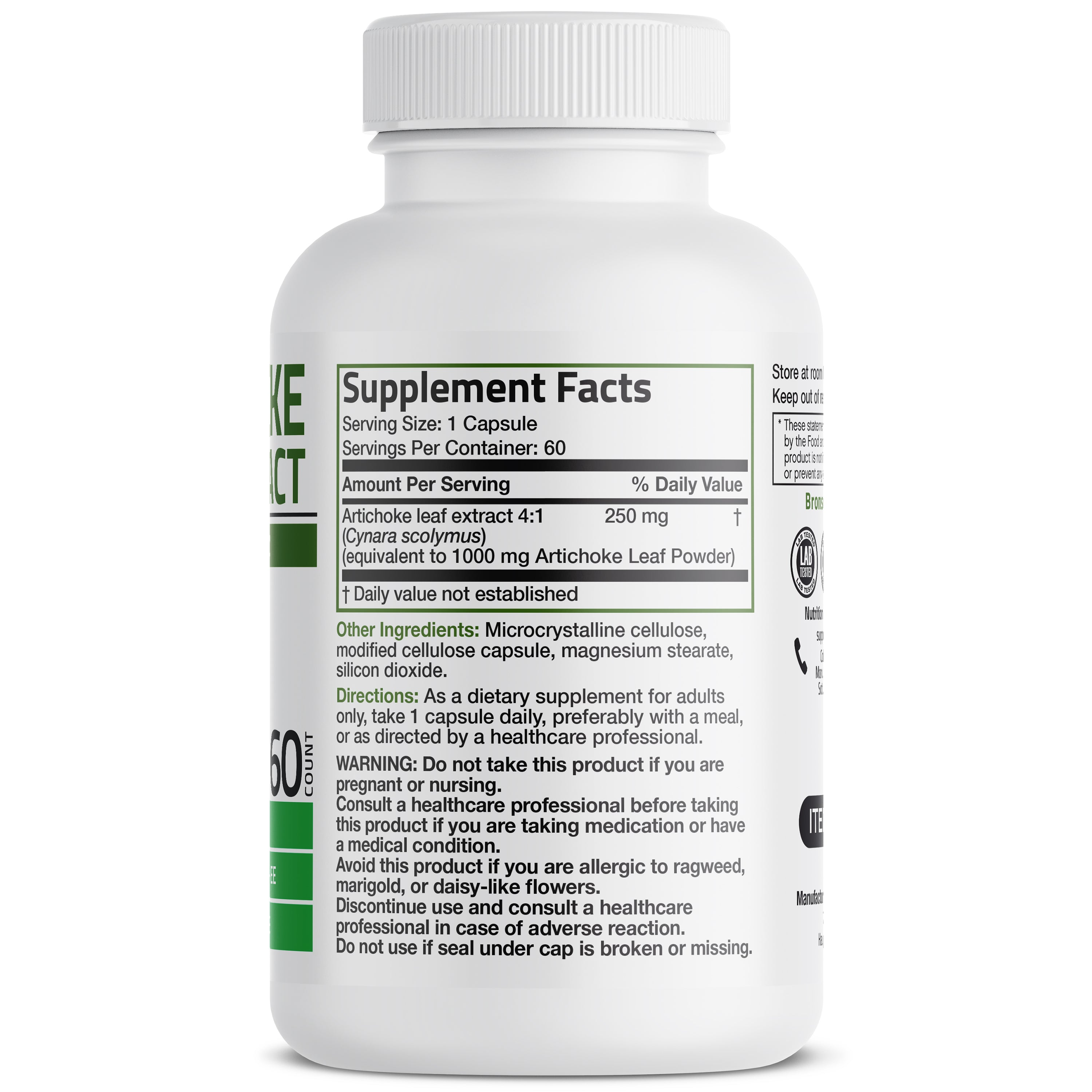 Bronson Vitamins Artichoke Leaf Extra Strength 60 Caps thumbnail 3