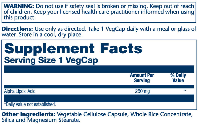 Solaray Alpha Lipoic Acid 250mg 60 Caps thumbnail 2