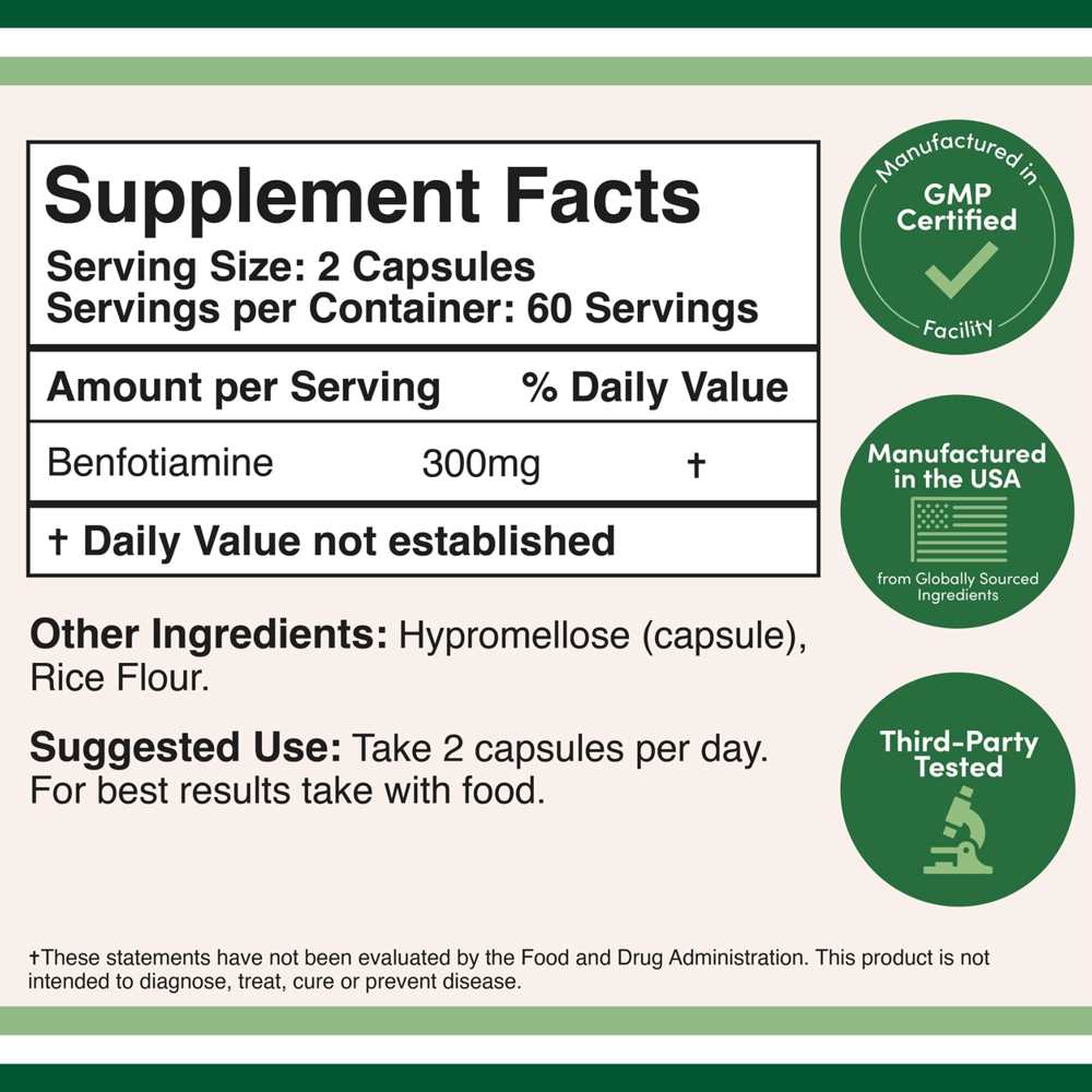 Double Wood Benfotiamine – 300 Mg per Serving – 120 Capsules thumbnail 2