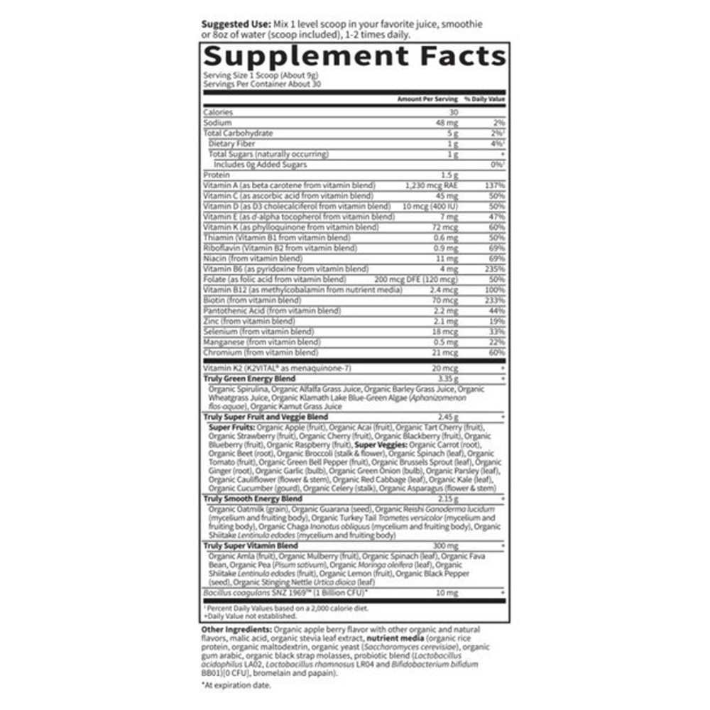 Garden of Life Sport Organic Greens Powder - Apple Berry 270g thumbnail 2