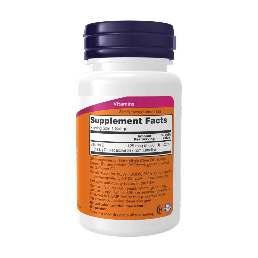 Now Foods Vitamin D-3 5000 Iu – High Potency Bone & Immune Support – 30 Softgels thumbnail 5
