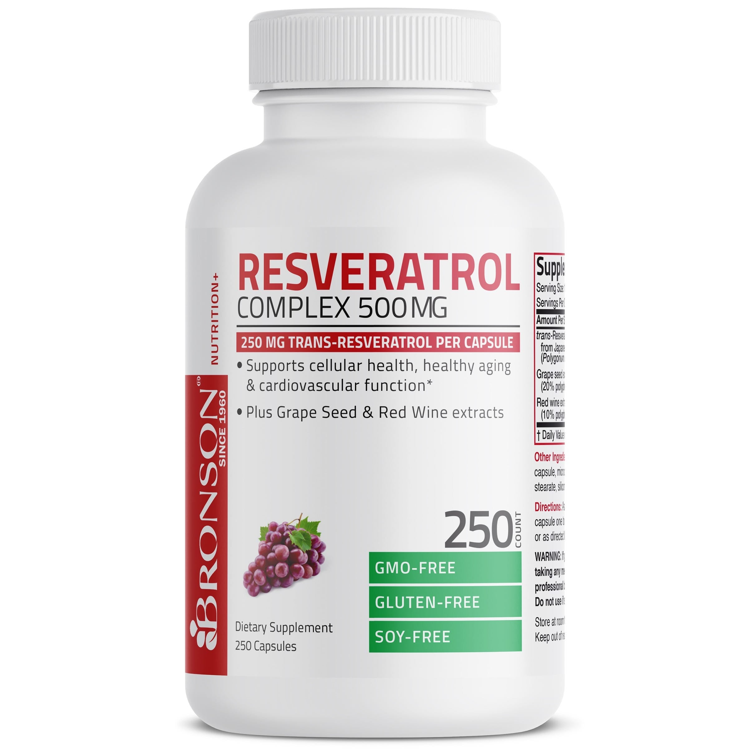 Bronson Vitamins Resveratrol Complex - 500 Mg 60 Caps thumbnail 3