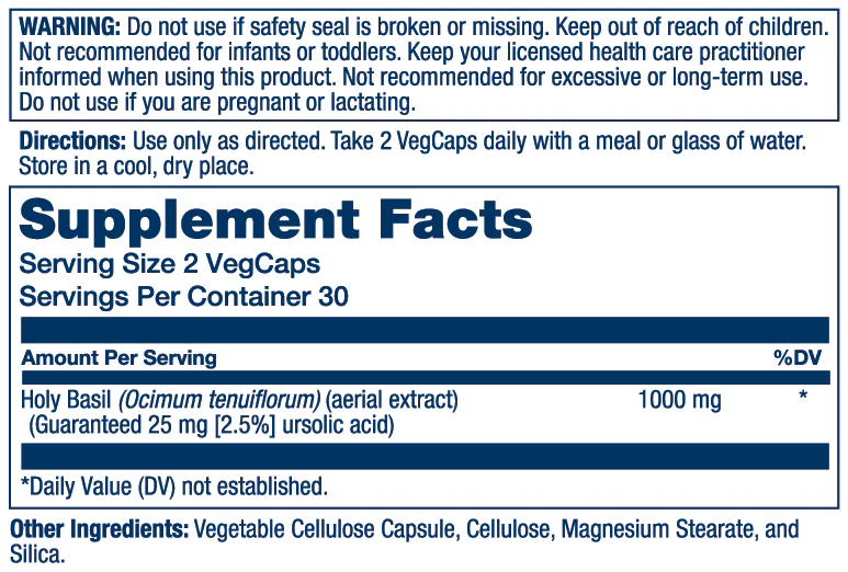 Solaray Holy Basil Aerial Extract 900mg 60 Caps thumbnail 2