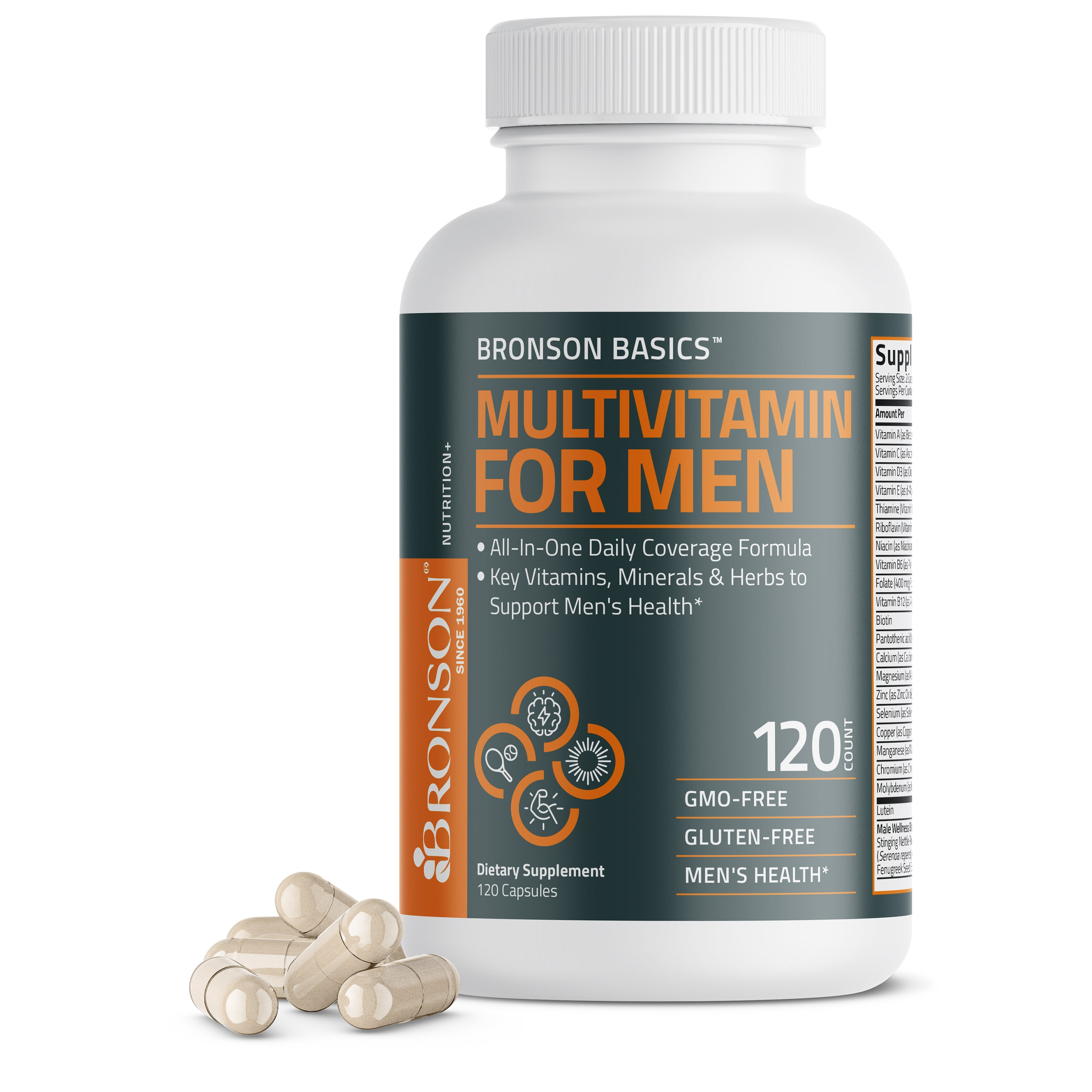 Bronson Vitamins Multivitamin for Men All-In-One Daily Coverage 60 Caps thumbnail 2