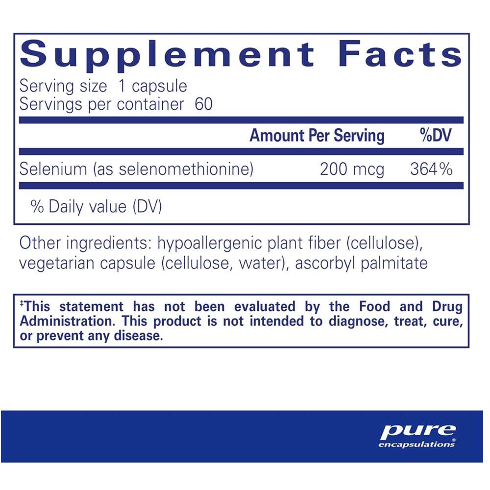 Pure Encapsulations Selenium – Selenomethionine Form | 60 Capsules thumbnail 3