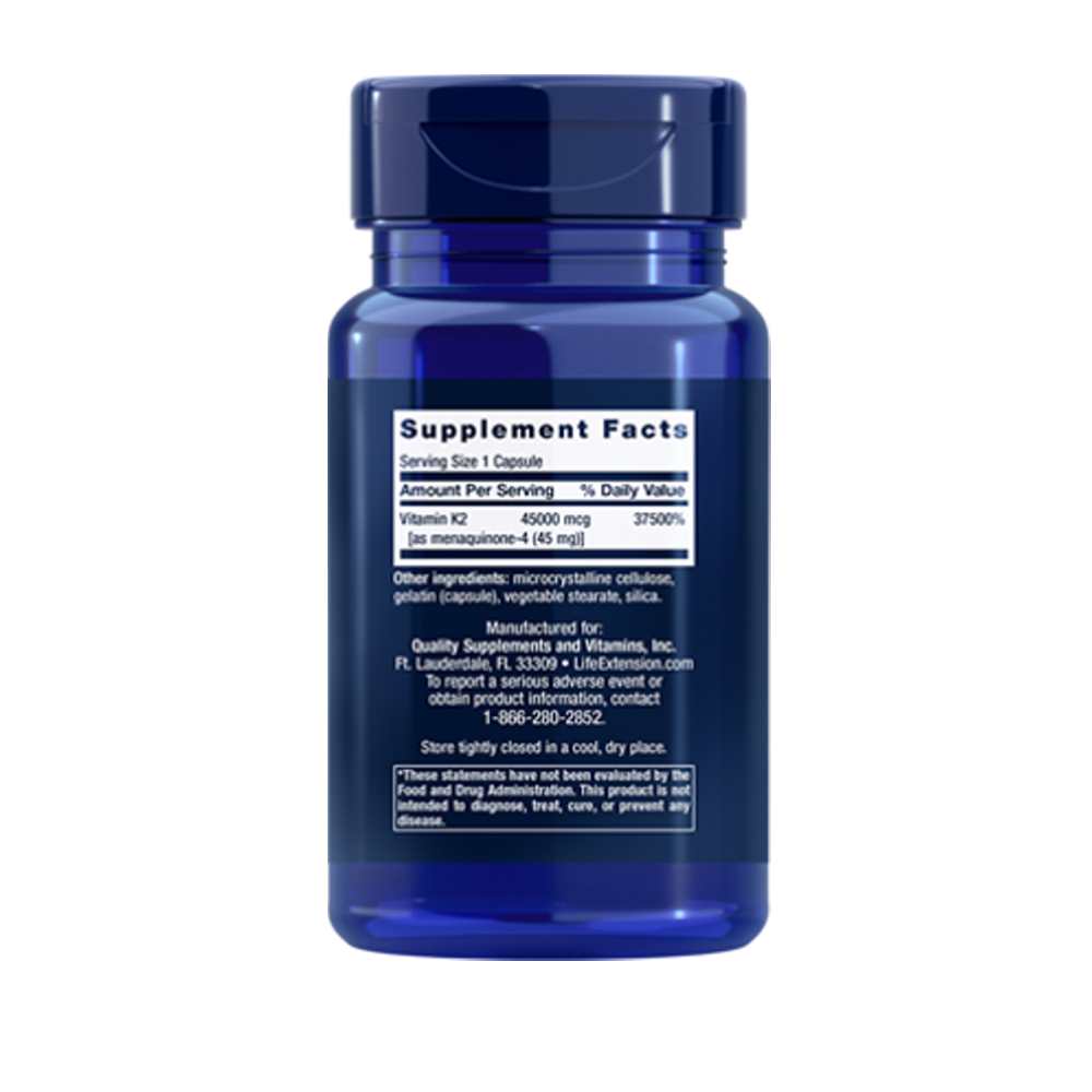 Life Extension Mega Vitamin K2 High Potency for Strong Bones 45000 Mcg (45 Mg), 30 Capsules thumbnail 2