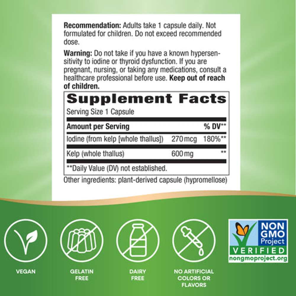 Whole Kelp Iodine Supplement | Nature’s Way | 100 Vegan Capsules thumbnail 2