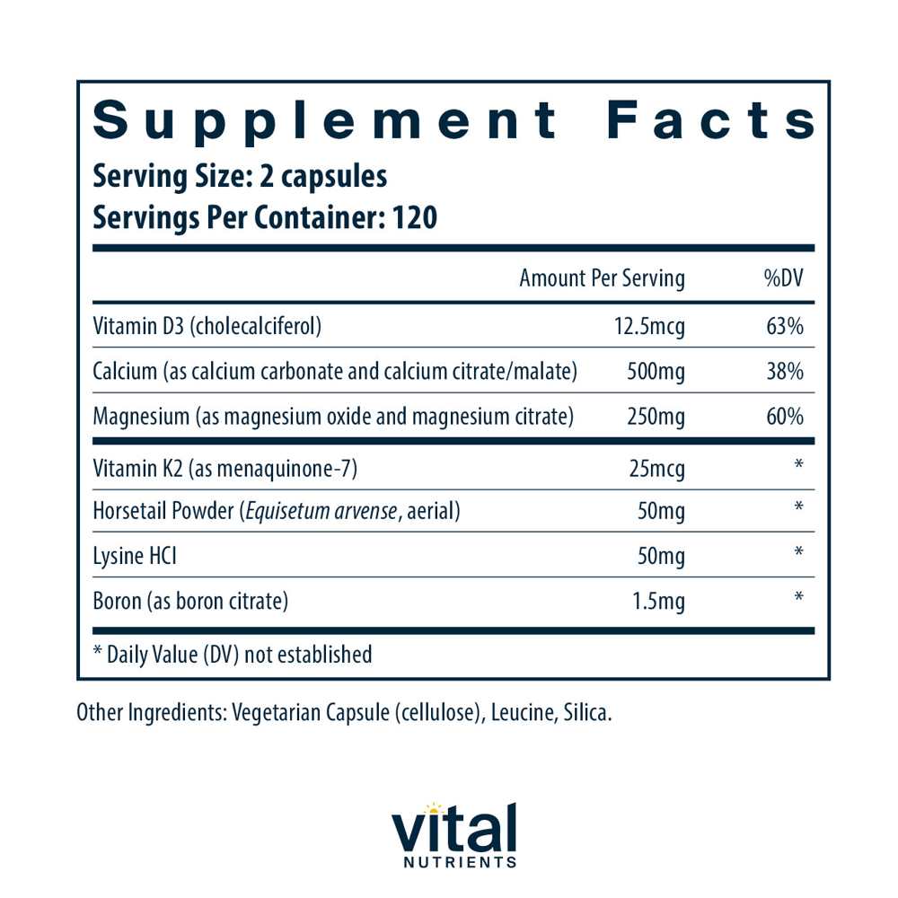 Vital Nutrients Osteo-Nutrients Ii (with Vitamin K2-7) 240 Caps thumbnail 2