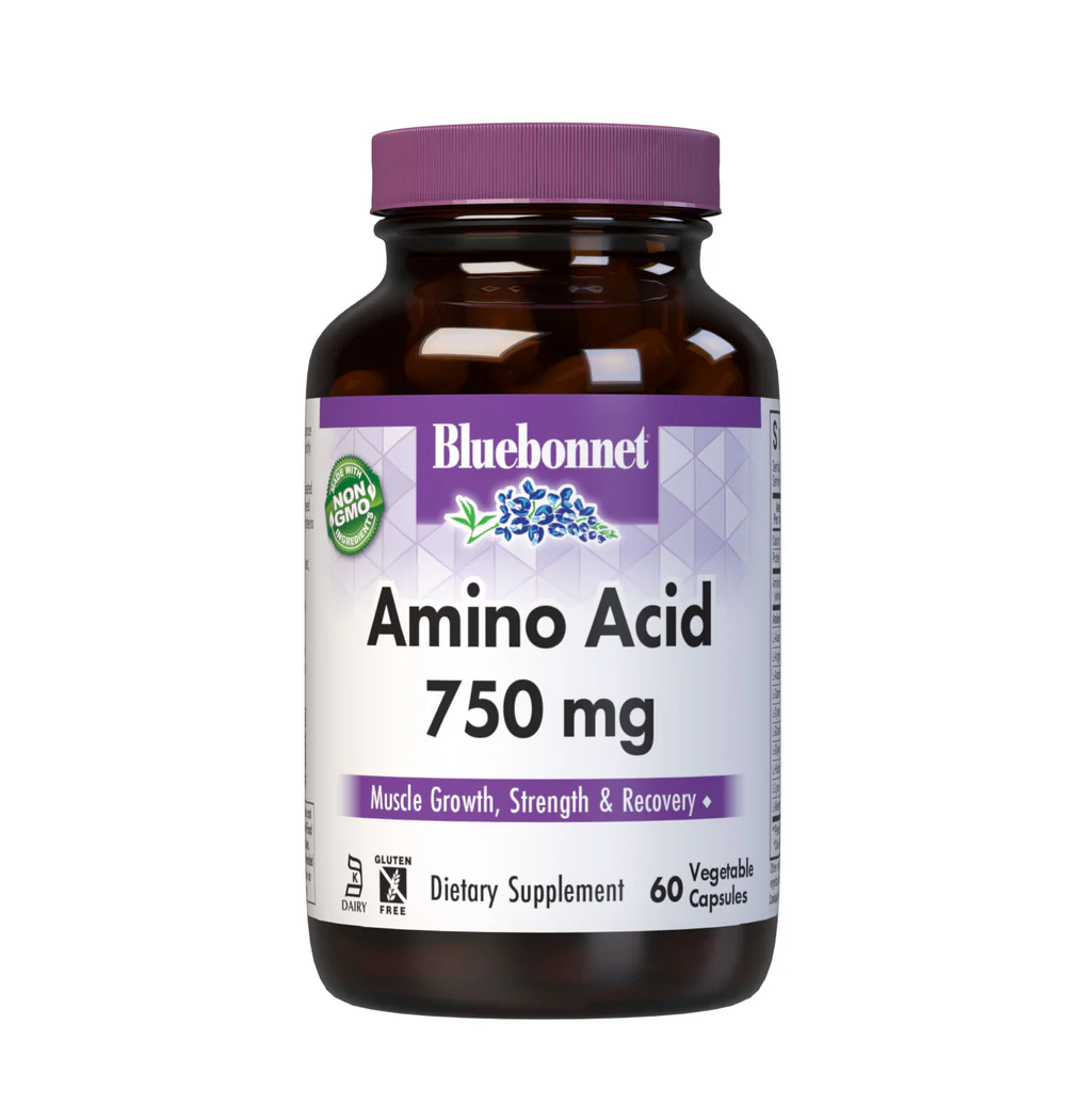 Bluebonnet Amino Acid 750 mg Capsules – Muscle Growth, Strength & Repair, 120 Vegetable Capsules thumbnail 3
