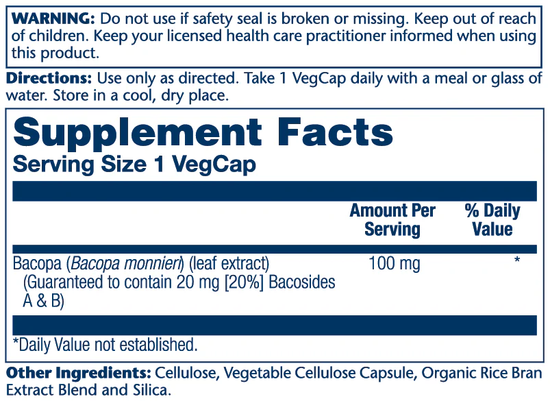 Solaray Bacopa Leaf Extract 100mg 60 Caps thumbnail 2