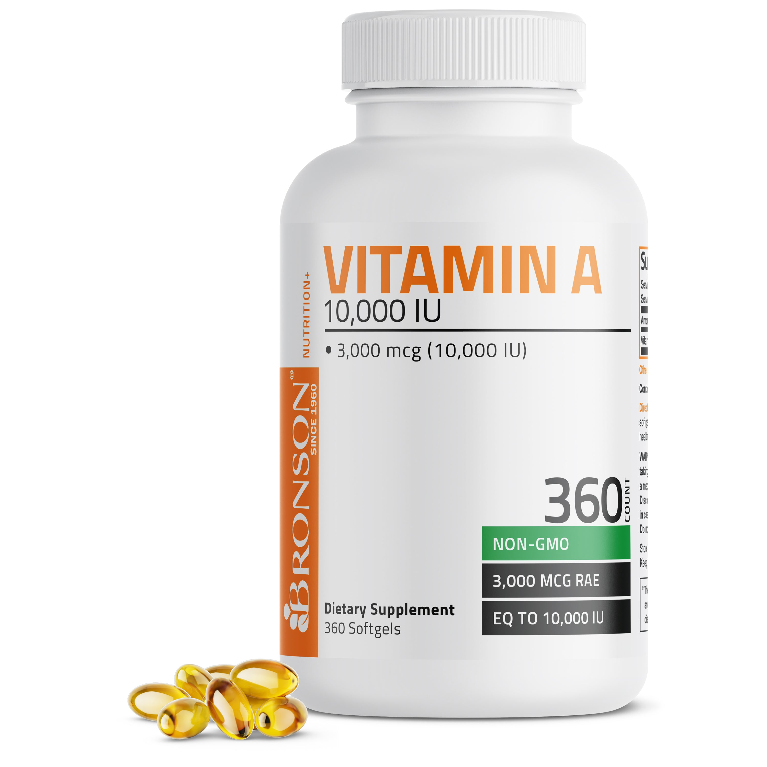 Bronson Vitamins Vitamin a Retinyl Palmitate - 10,000 Iu 180 Softgels thumbnail 3