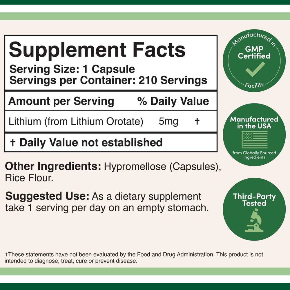Double Wood Lithium Orotate – 5mg – 210 Capsules thumbnail 2