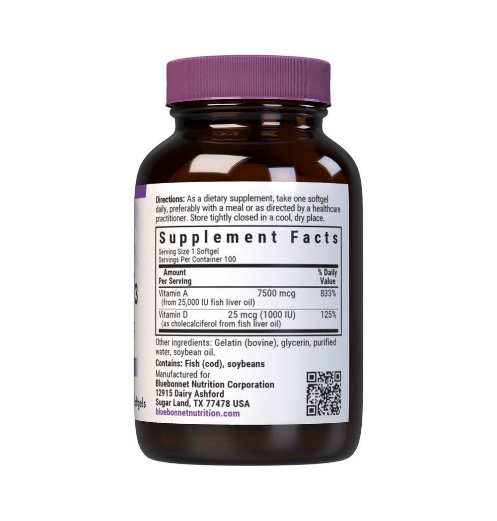 Bluebonnet Nutrition Vitamin a & D3 7500 Mcg / 25 Mcg 100 Softgels thumbnail 2