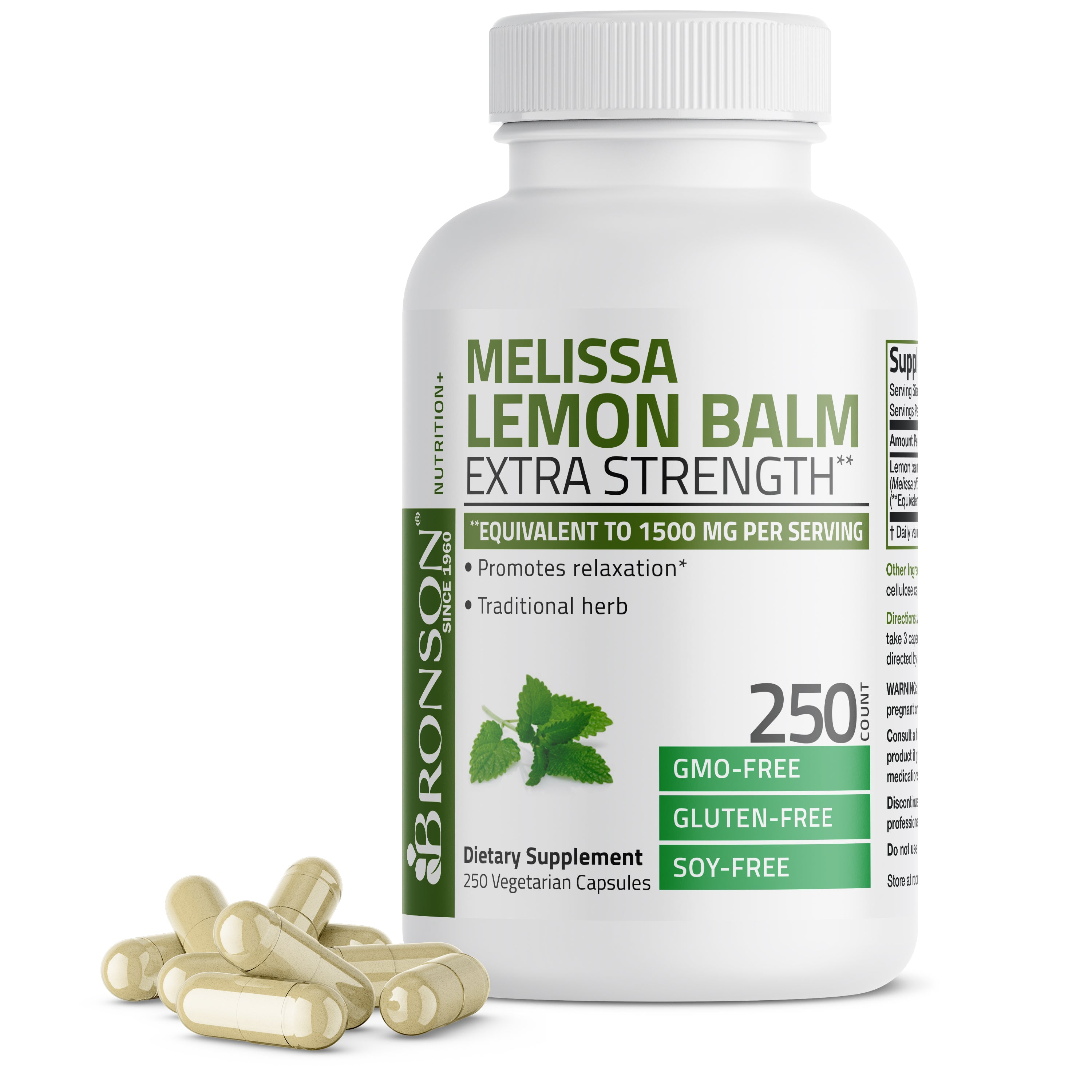 Bronson Vitamins Melissa Lemon Balm 1500 Mg per Serving 120 Caps thumbnail 2