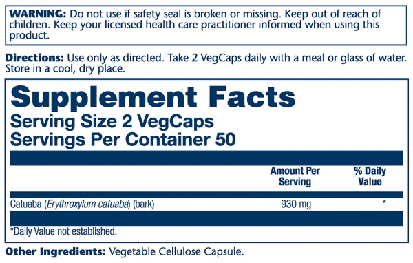 Solaray Catuaba Bark 930mg 100 Caps thumbnail 2