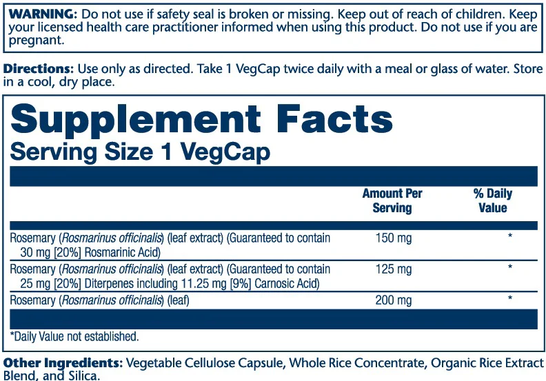 Solaray Rosemary Leaf Extract 275mg 45 caps thumbnail 2